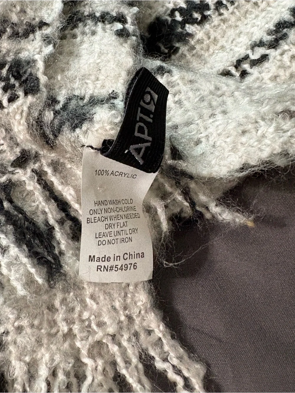Apt. 9 Black & Cream Plaid Oversized Blanket Scarf Wrap Fringe